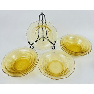 Federal Glass Patrician Amber (6)Fruit/Dessert Bowl, Amber Depression Glass VTG